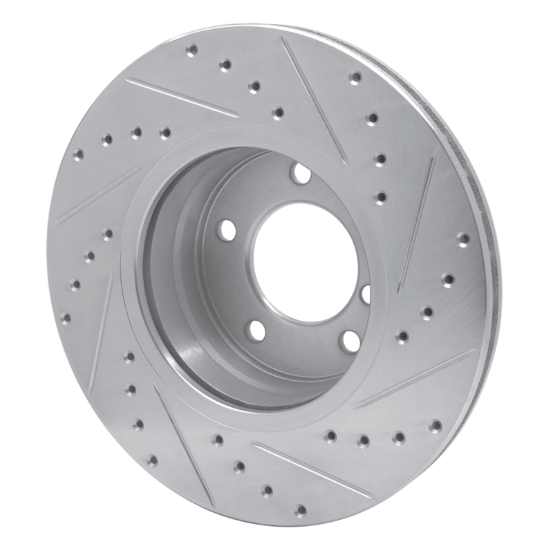 BMW 525I Brake Rotor (1) - Front Left - R1 Concepts - Drilled & Slotted - Silver - `04-`10
